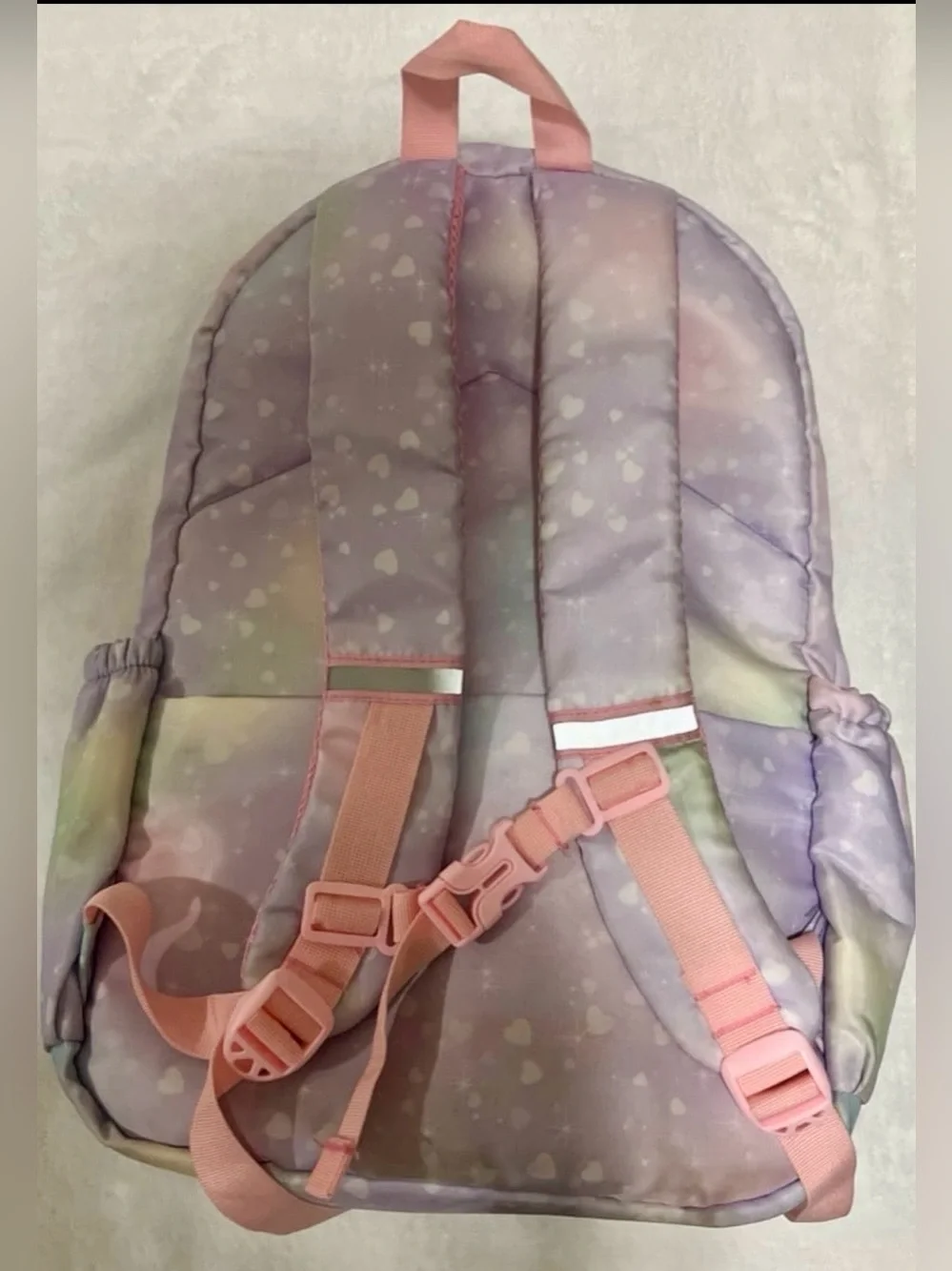 Backpack W/ keychain coin purse and snack box. Rainbow pastel kids bookbag